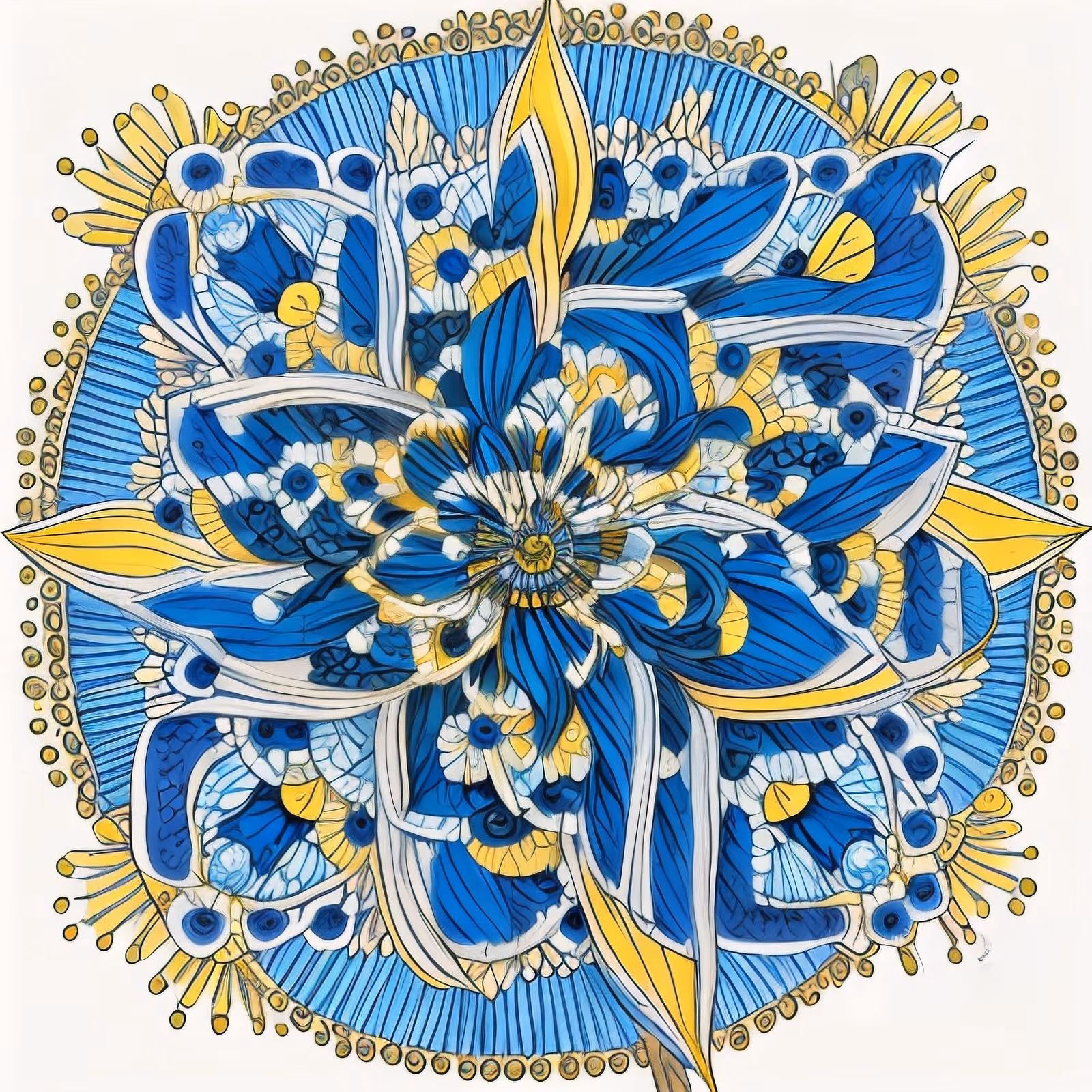 Blue Flower Mandala Flowers QR Code Art — image 1