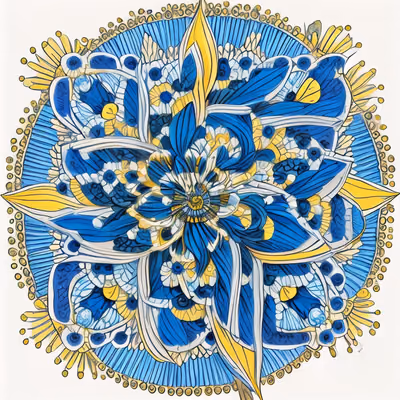 Blue Flower Mandala Flowers QR Code Art — image 1