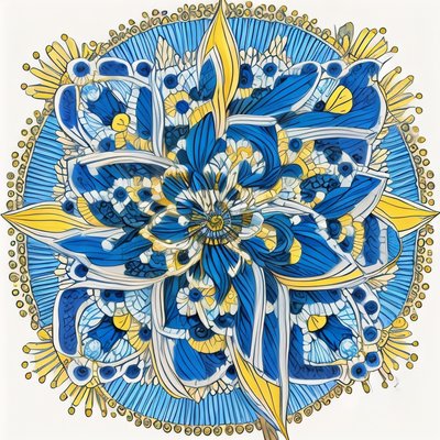 Blue Flower Mandala Flowers QR Code Art
