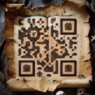 Pirate Treasure Map Parchment QR Code for Posters — image 1