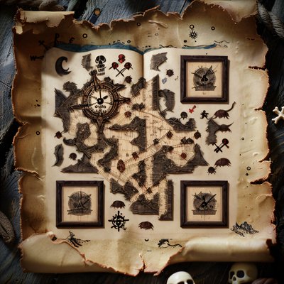 Pirate Treasure Map Parchment QR Code for Posters