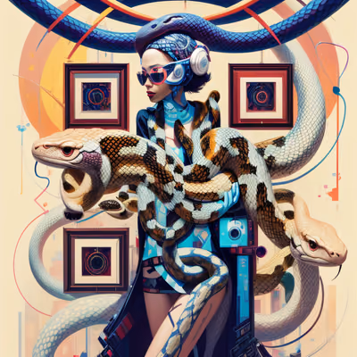 Cyberpunk Woman with Snakes QR Code for Posters — image 1