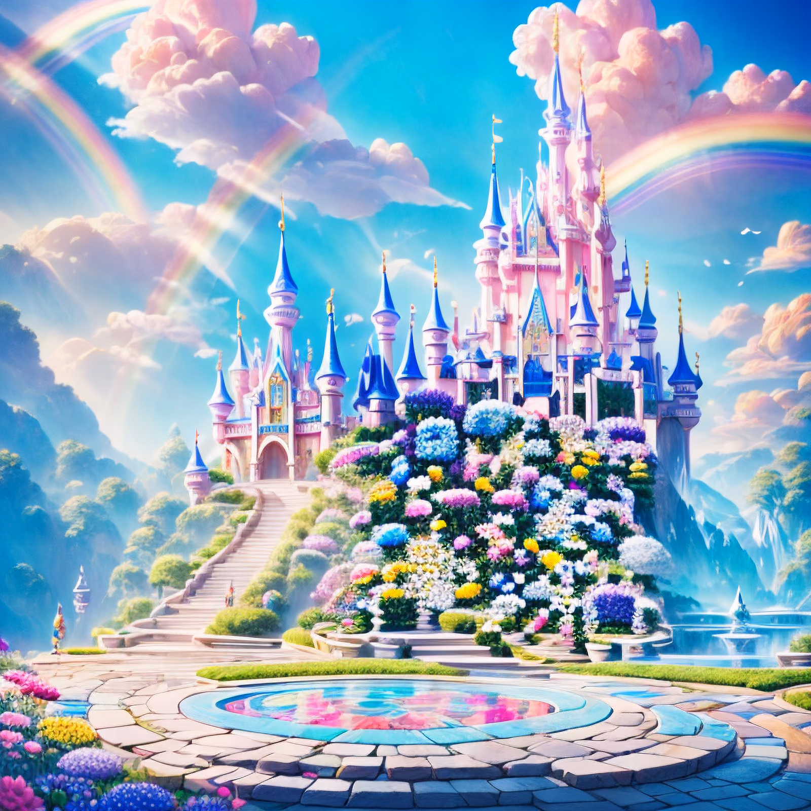 Rainbow Flower Garden Castle Fantasy QR Code Art — image 1