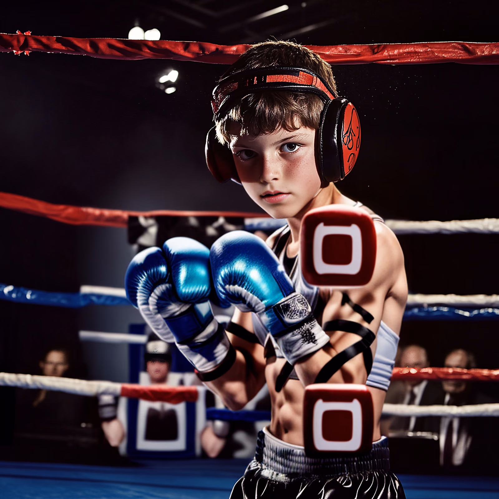 Young Boxer in Ring Photorealistic QR Code for Posters — image 1