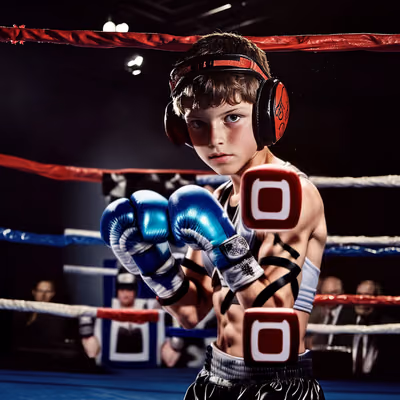 Young Boxer in Ring Photorealistic QR Code for Posters — image 1