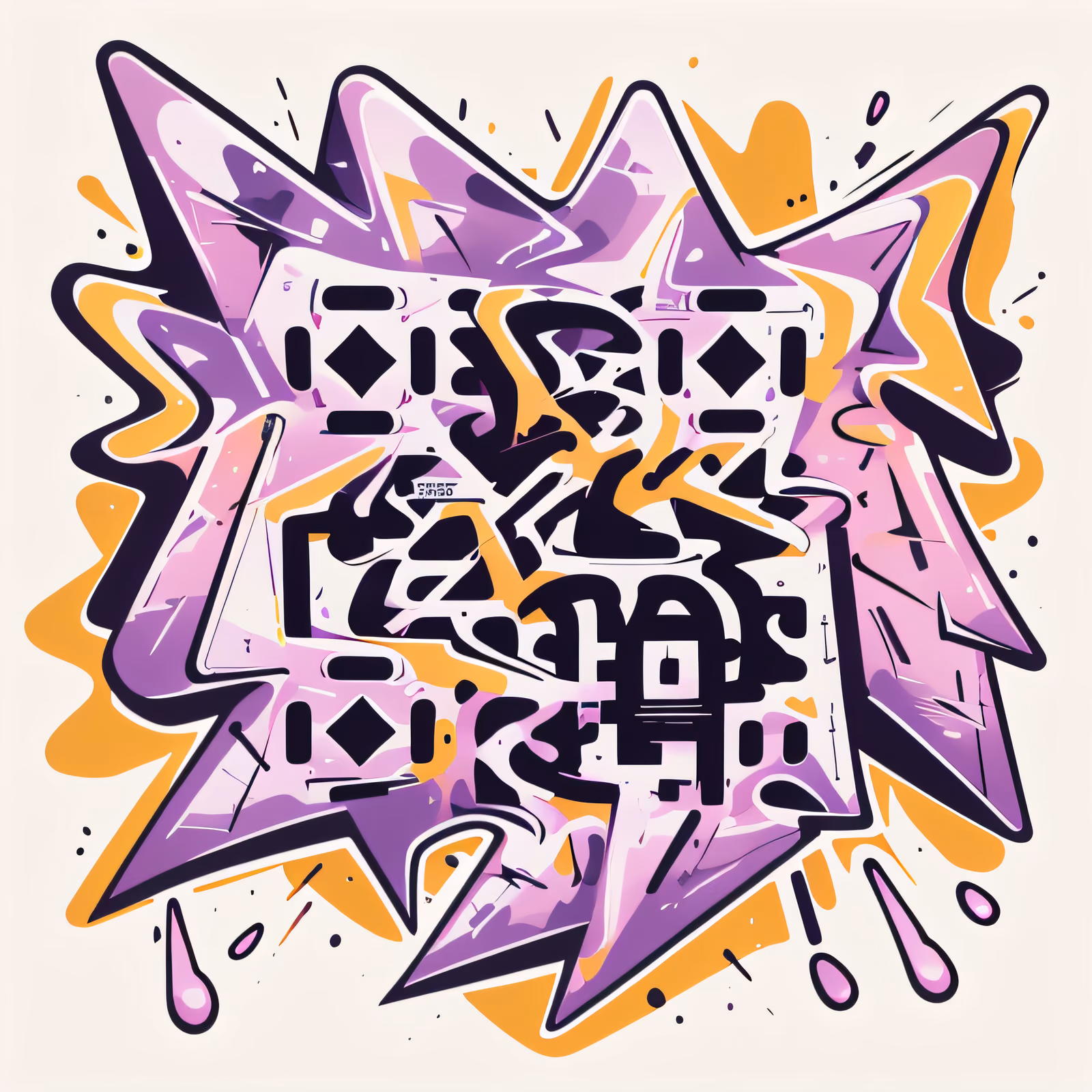 Purple Graffiti Lettering Burst QR Code for Stickers — image 1