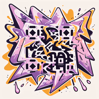 Purple Graffiti Lettering Burst QR Code for Stickers — image 1
