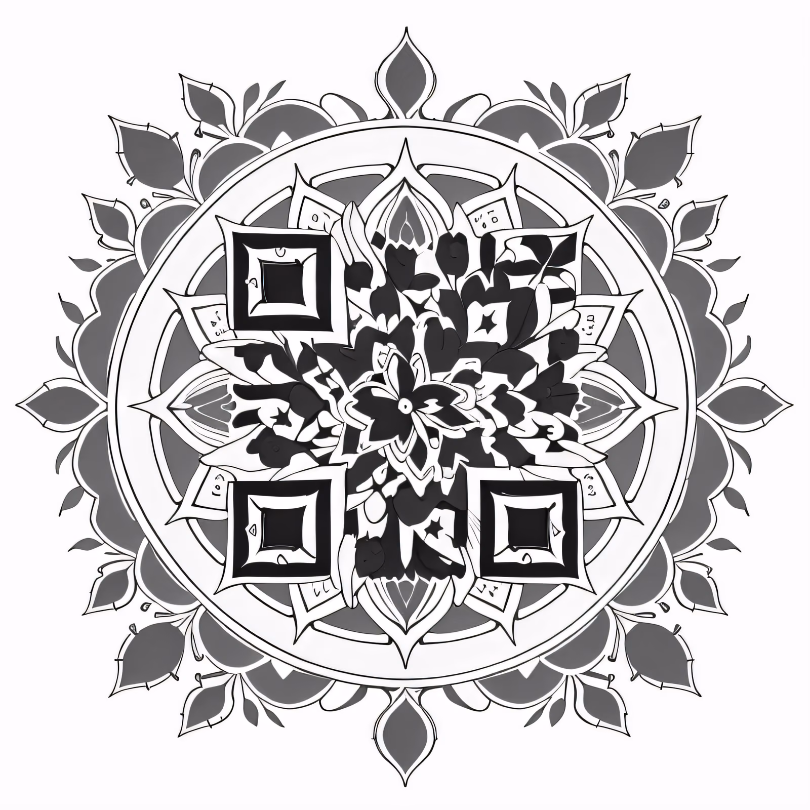 Цветочная мандала из лепестков: QR-код для временных татуировок — изображение 1