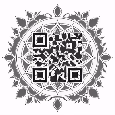 Цветочная мандала из лепестков: QR-код для временных татуировок — изображение 1