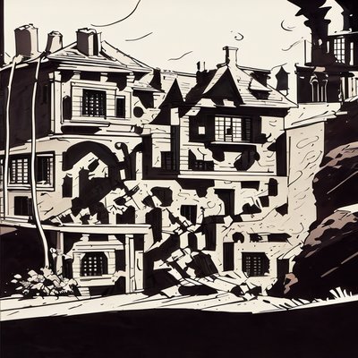 Old Town Houses Comic Ink QR Code for Posters