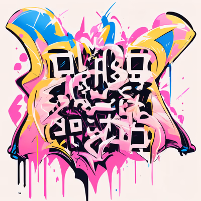 Pink Yellow Graffiti Lettering QR Code for Stickers — image 1