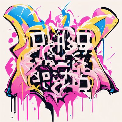 Pink Yellow Graffiti Lettering QR Code for Stickers