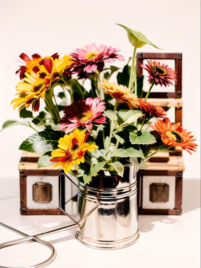 Zinnia Watering Can Photo QR Code Art — image 1