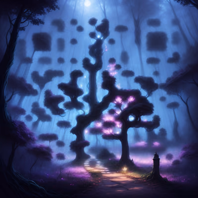 Enchanted Night Forest Matte Painting QR Code Art — image 1