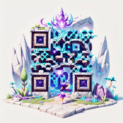 Mystical Stone Portal Game Art QR Code for Posters