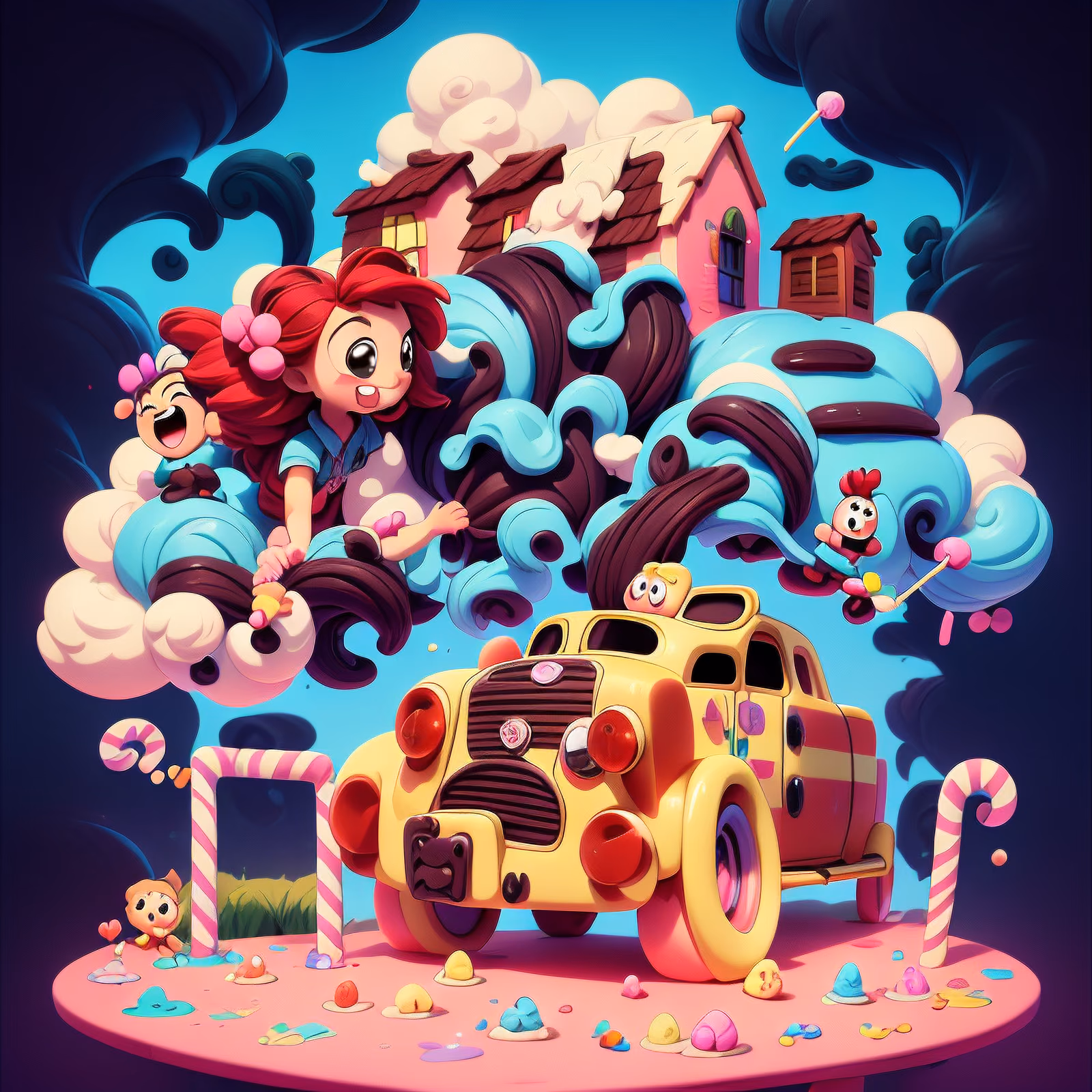 Candy Land Toy Car Cartoon QR Code for Stickers — image 1