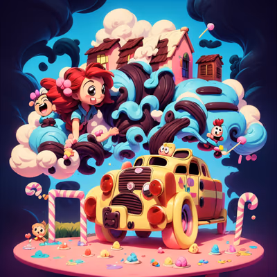 Candy Land Toy Car Cartoon QR Code for Stickers — image 1