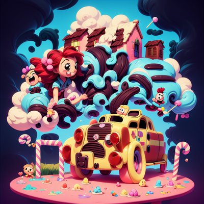 Candy Land Toy Car Cartoon QR Code for Stickers