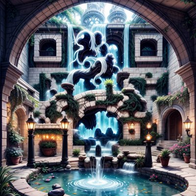 Secret Garden Fountain Fantasy QR Code Art