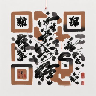 Китайская каллиграфия тушью: QR-код