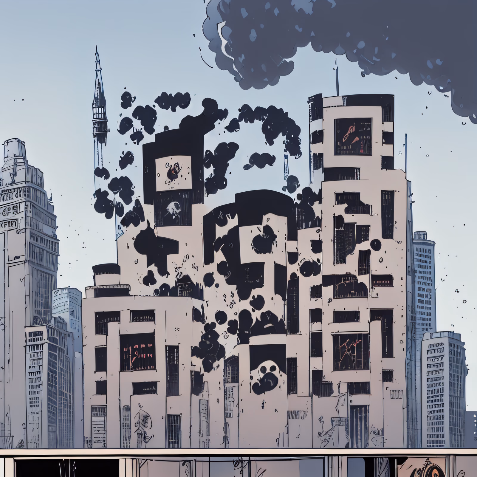 Inked Comic City Skyline QR Code for Posters — image 1