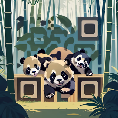 Baby Pandas Bamboo Vector QR Code for Posters — image 1