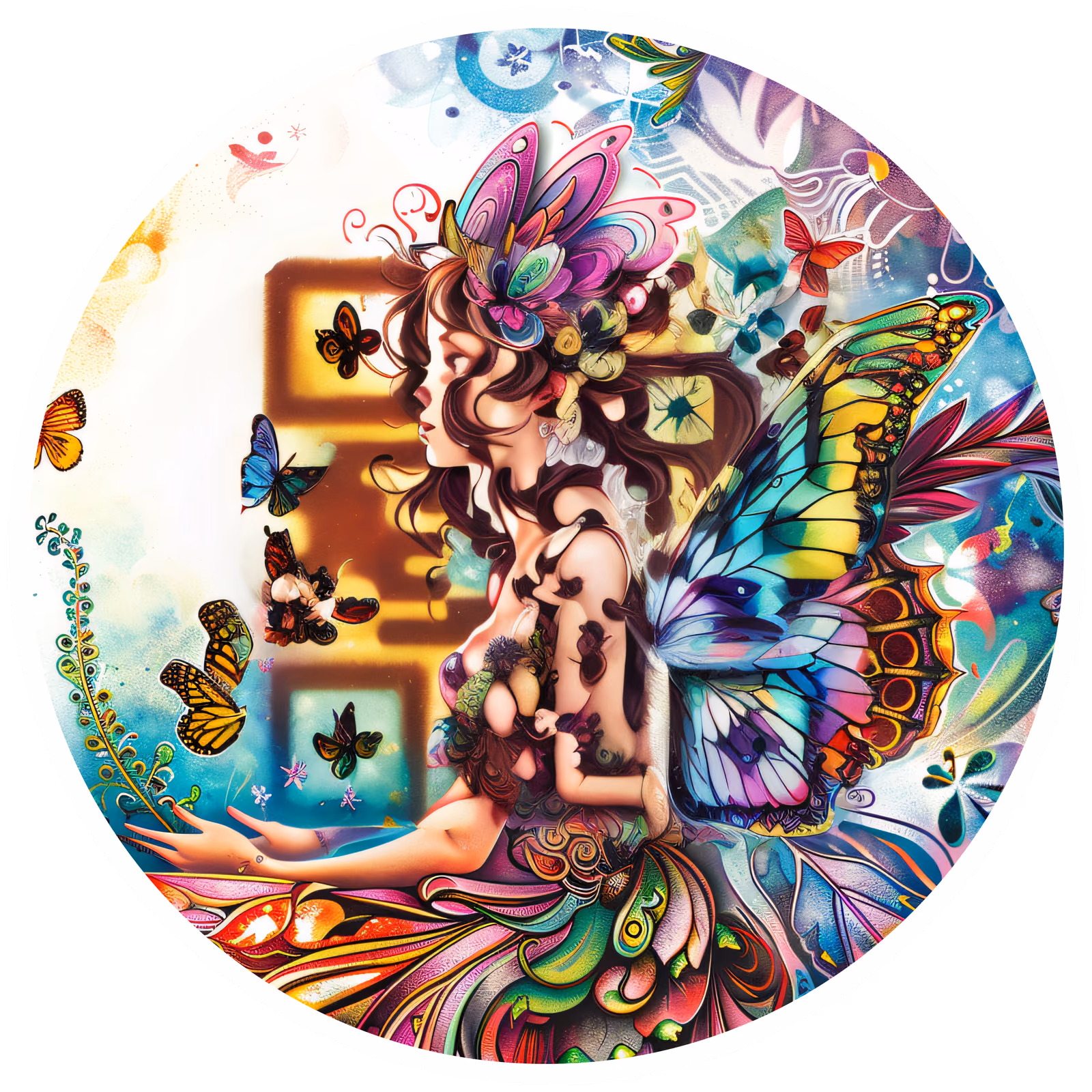 Фея с бабочками, фэнтези: QR-код для стикеров — изображение 1
