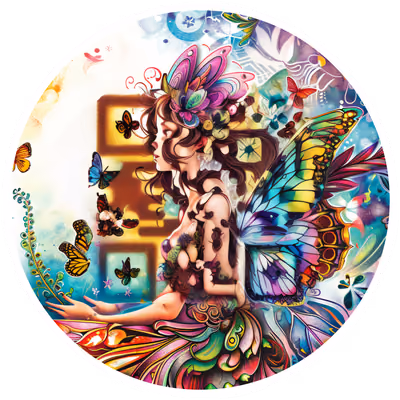 Фея с бабочками, фэнтези: QR-код для стикеров — изображение 1