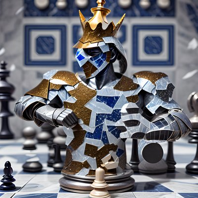 Fractured Marble Armored Chess Knight QR Code Art