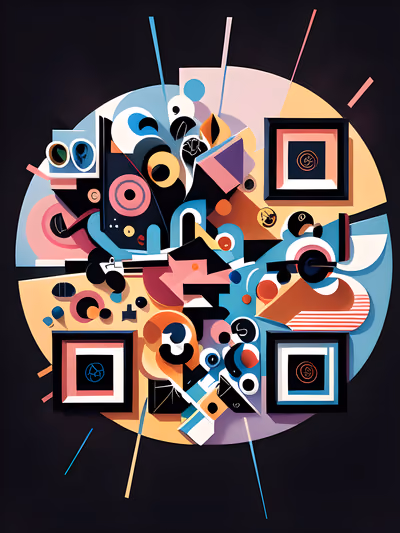 Abstract Art Deco Geometric QR Code for Posters — image 1