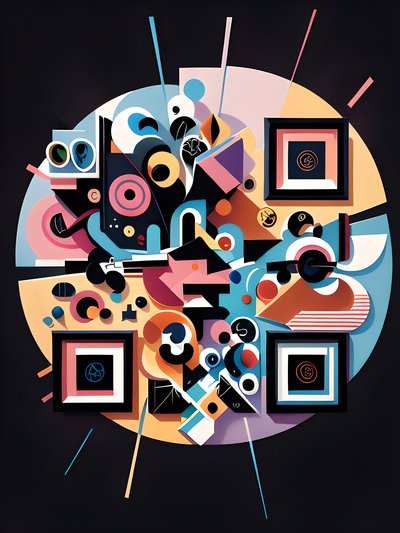 Abstract Art Deco Geometric QR Code for Posters
