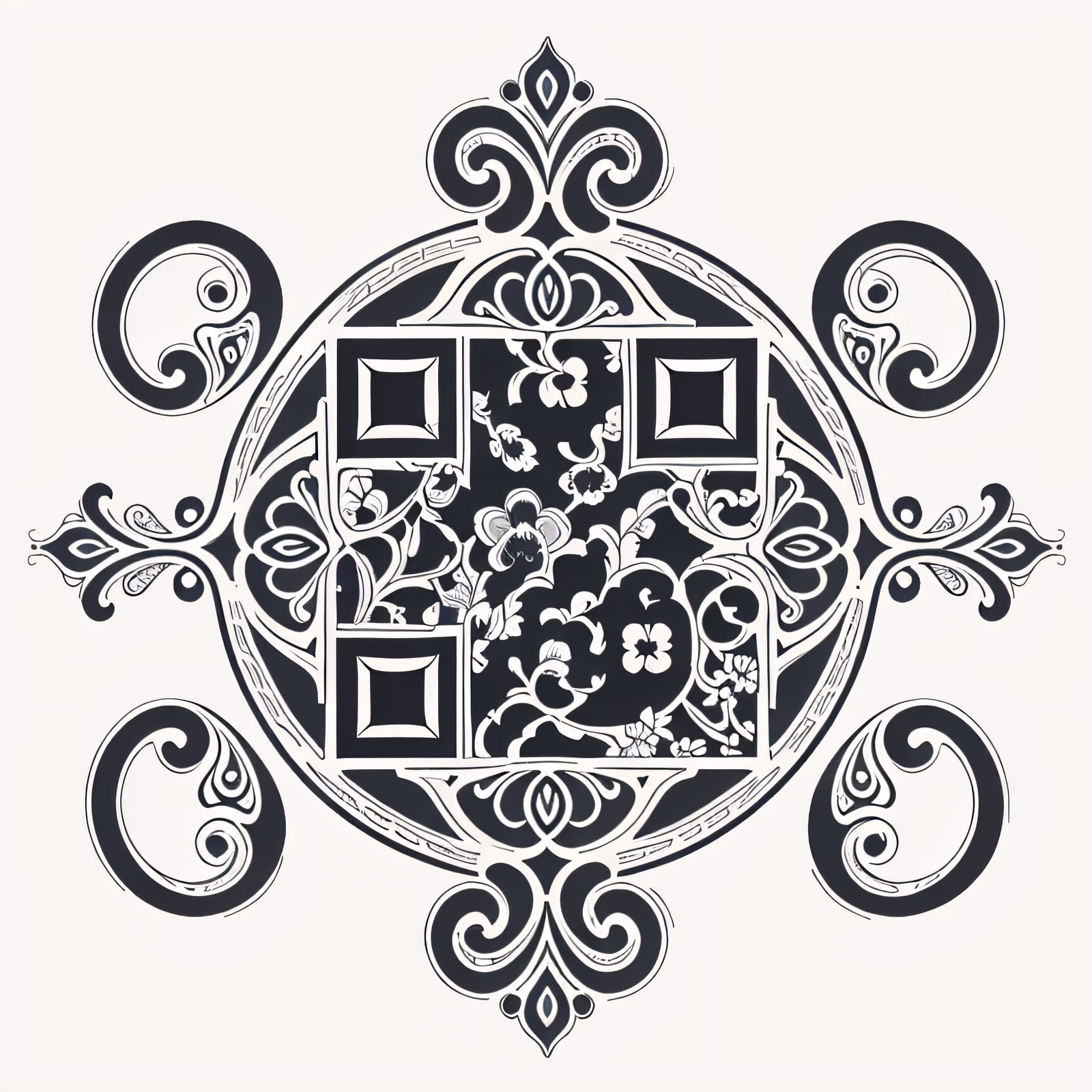 Paisley Floral Medallion Tattoo QR Code for Temporary Tattoos — image 1