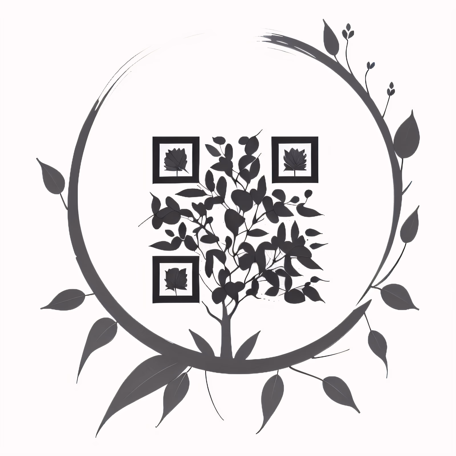 Eucalyptus Branch Ink Tattoo Leaves QR Code for Temporary Tattoos — image 1