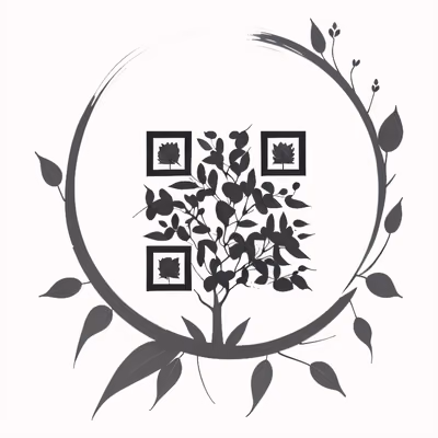 Eucalyptus Branch Ink Tattoo Leaves QR Code for Temporary Tattoos — image 1