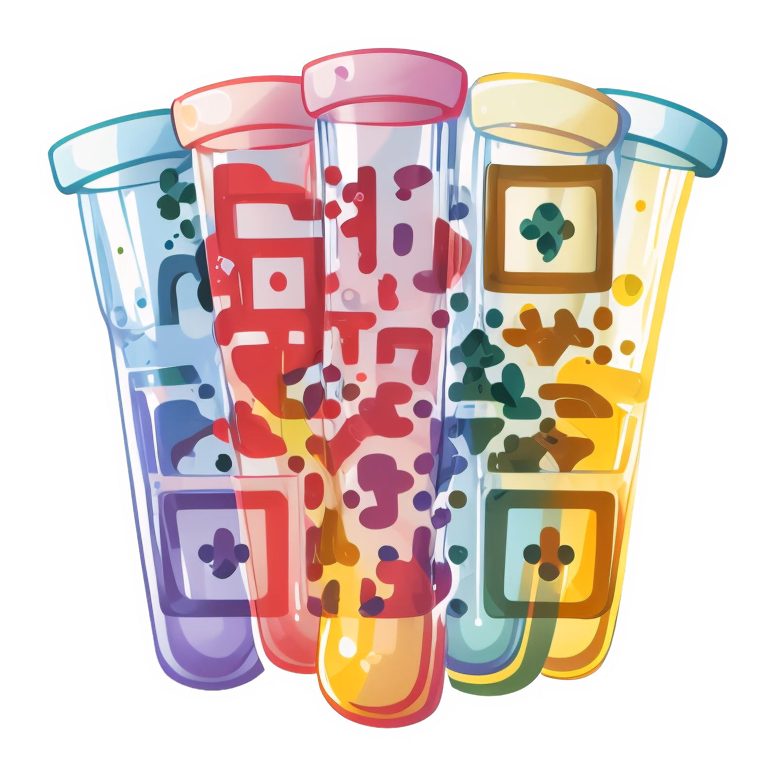 Colorful Test Tubes Vector Laboratory QR Code for Stickers — image 1