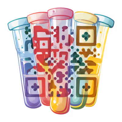Colorful Test Tubes Vector Laboratory QR Code for Stickers — image 1