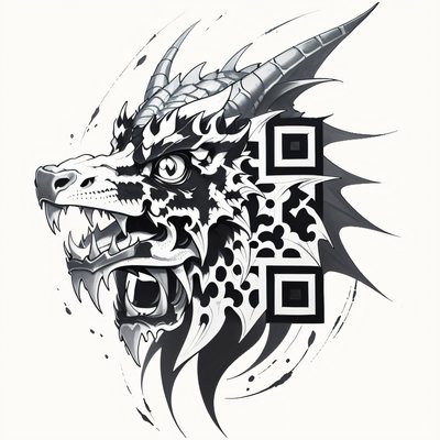 Fantasy Dragon Head Tattoo QR Code for Temporary Tattoos