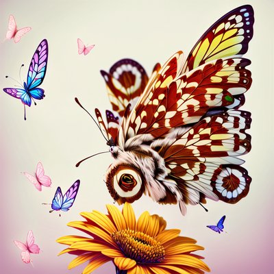 Butterfly and Daisy 3D Digital QR Code Art