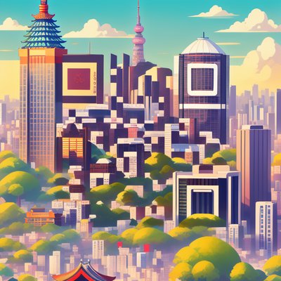 Силуэт Сеула: векторный постер с QR-кодом