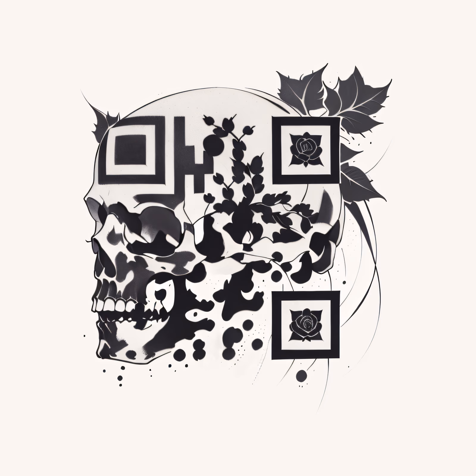 Ivy Skull Tattoo Ink QR Code for Temporary Tattoos — image 1