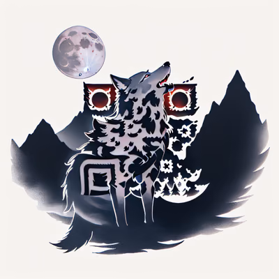 Howling Wolf Moon Tattoo QR Code for Apparel — image 1