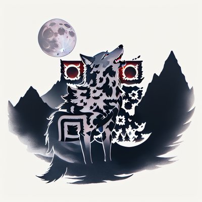 Howling Wolf Moon Tattoo QR Code for Apparel