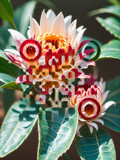 Exotic Protea Macro Photo QR Code Art