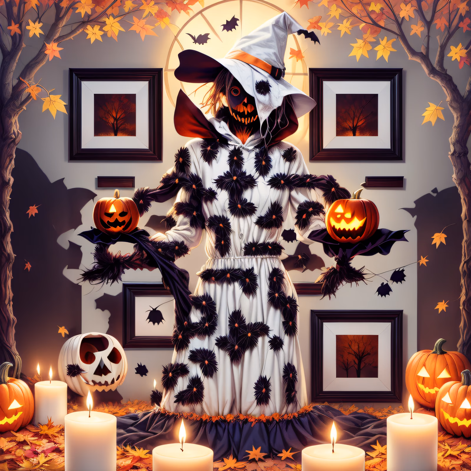 Halloween Scarecrow Witch Digital Painting QR Code for Posters — image 1