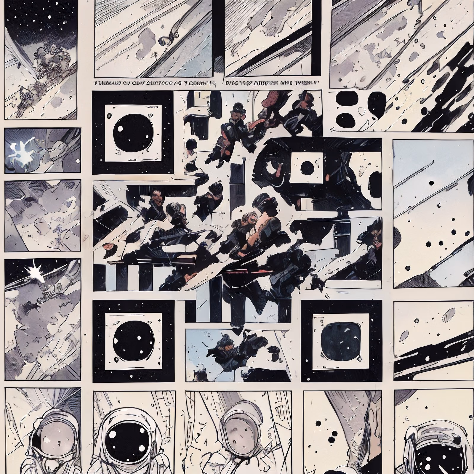 Астронавты в комиксе: чернильный QR-код для обложек книг — изображение 1