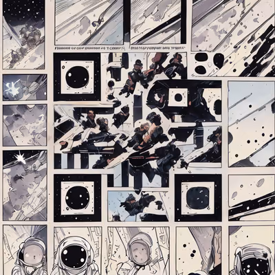 Астронавты в комиксе: чернильный QR-код для обложек книг — изображение 1