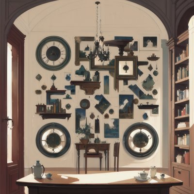 Vintage Clock Wall Interior Painting QR Code Art