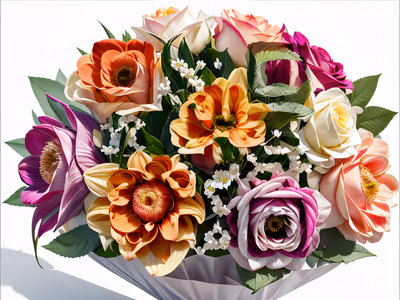 Peach Rose and Dahlia Bouquet QR Code for Greeting Cards — image 1