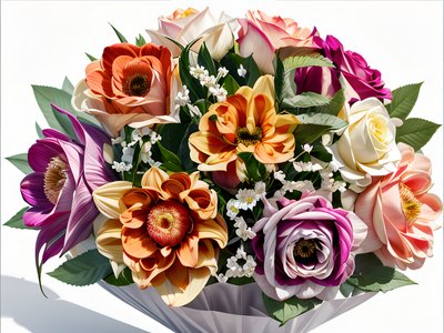 Peach Rose and Dahlia Bouquet QR Code for Greeting Cards