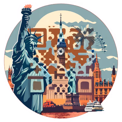 Landmark Collage Vector QR Code for Stickers — image 1
